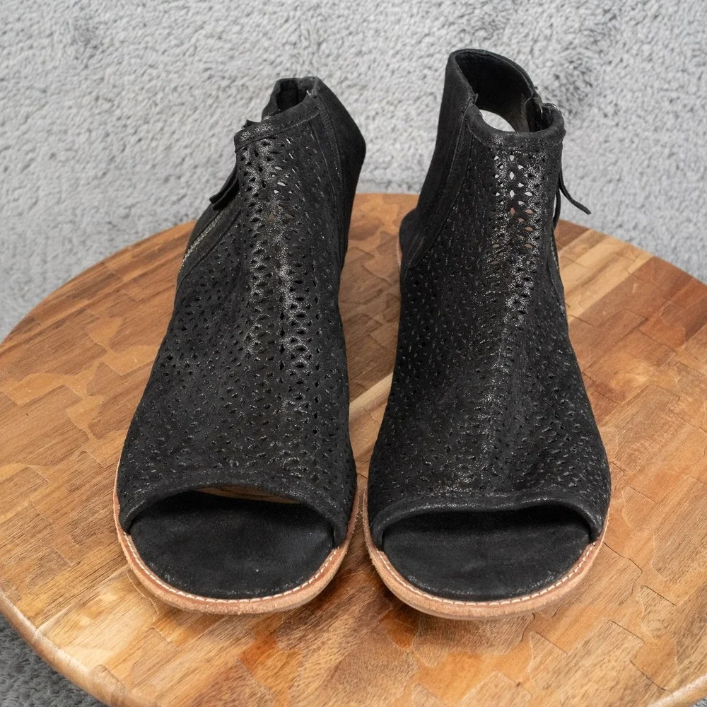 Sofft Nalda Black Leather Open Toe Block Heel Booties‎ Sandals Women's Size 11M
